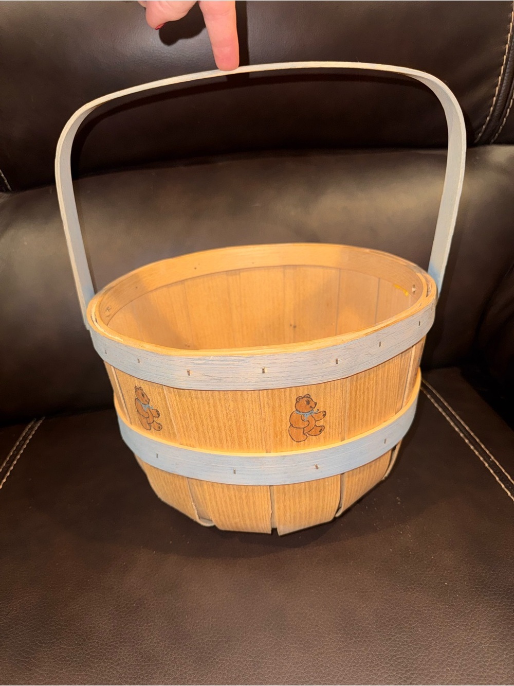 Decorative & vintage late-20th-century country-style wood slat basket - Picture 6 of 9
